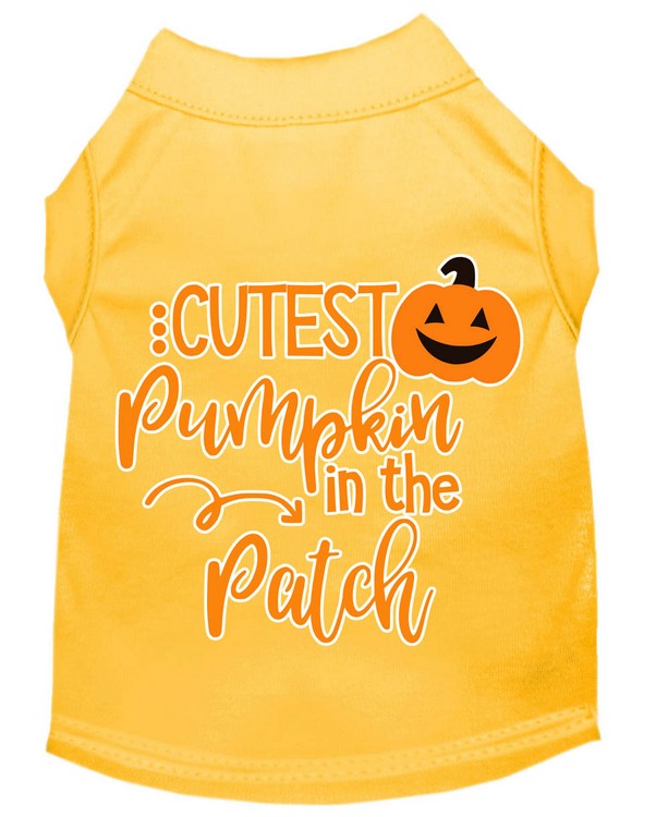 Cutest Pumpkin in the Patch Screen Print Dog Shirt Yellow XS